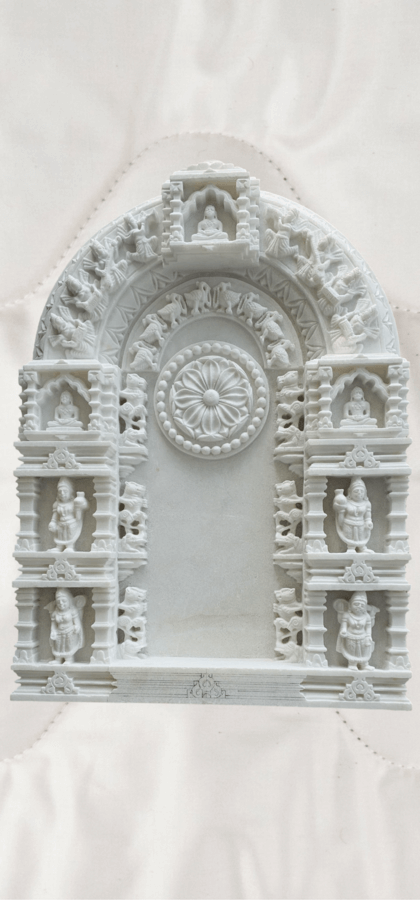 Marble Home Temple Design - Traditional Ghar Mandir with Jain Tirthankar Moorti